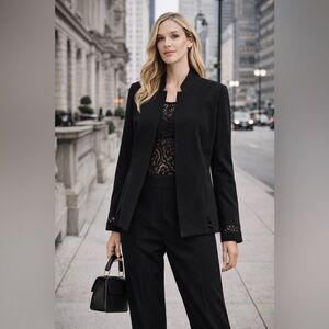 Tahari Arthur S. Levine Lace-Back Blazer | Black | Size 12